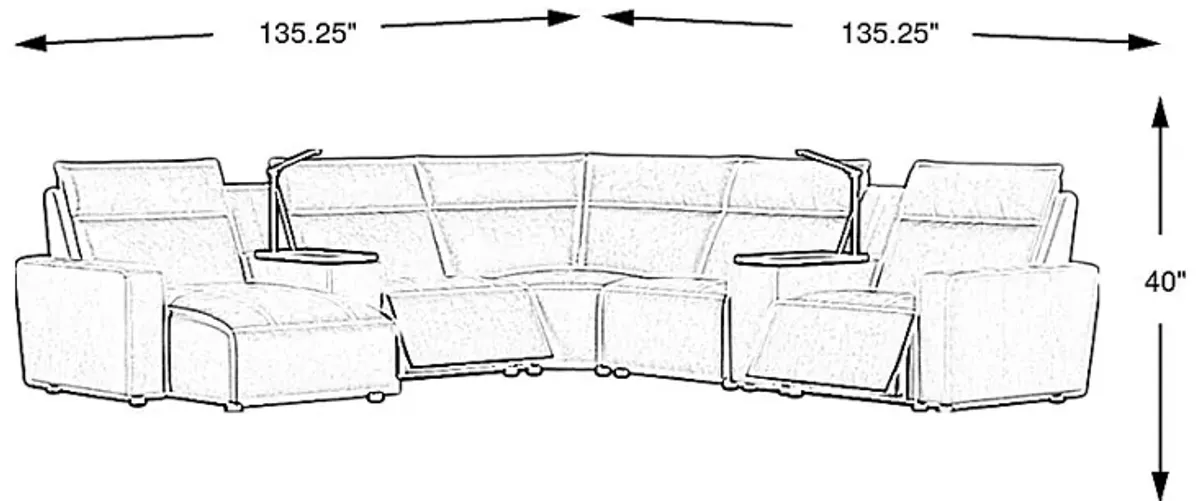 Light Gray Leather 7 Pc Dual Power Reclining ModularTwo