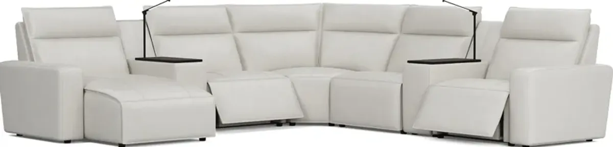 Light Gray Leather 7 Pc Dual Power Reclining ModularTwo