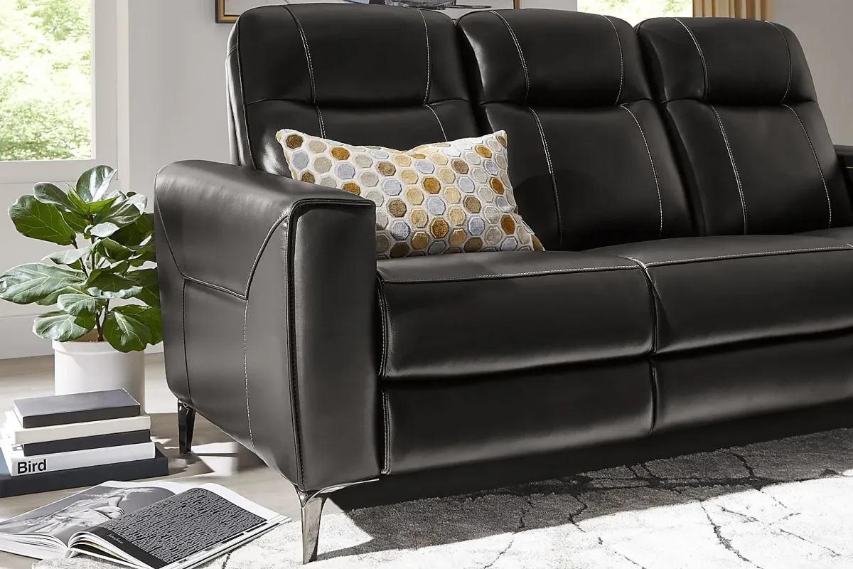 Parkside Heights Black Cherry Leather 7 Pc Dual Power Reclining Living Room