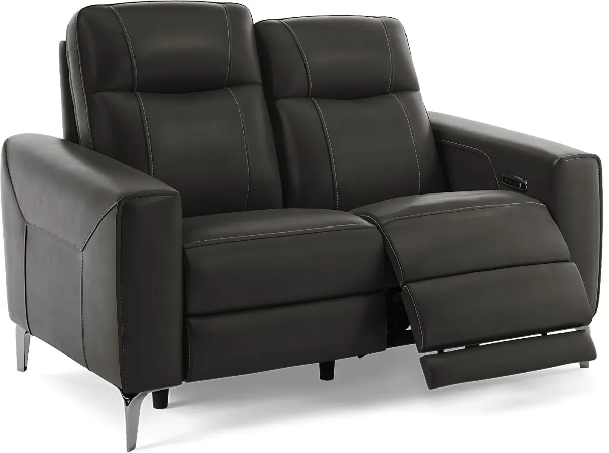 Parkside Heights Black Cherry Leather 7 Pc Dual Power Reclining Living Room