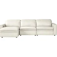 Santorini White Leather 3 Pc Dual Power Reclining Sectional