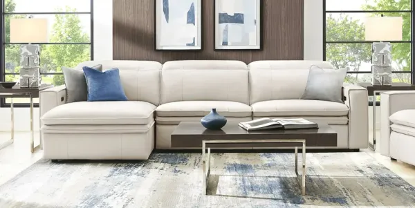 Santorini Ice Leather 3 Pc Dual Power Reclining Sectional