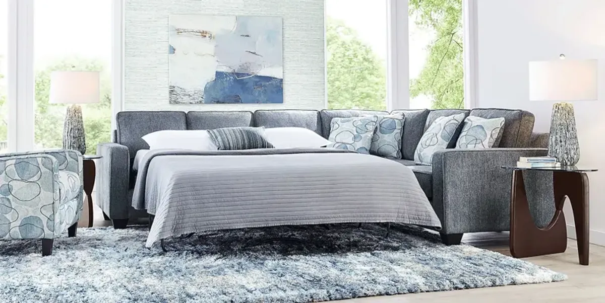 Alanis Bay Blue 2 Pc Sleeper Sectional