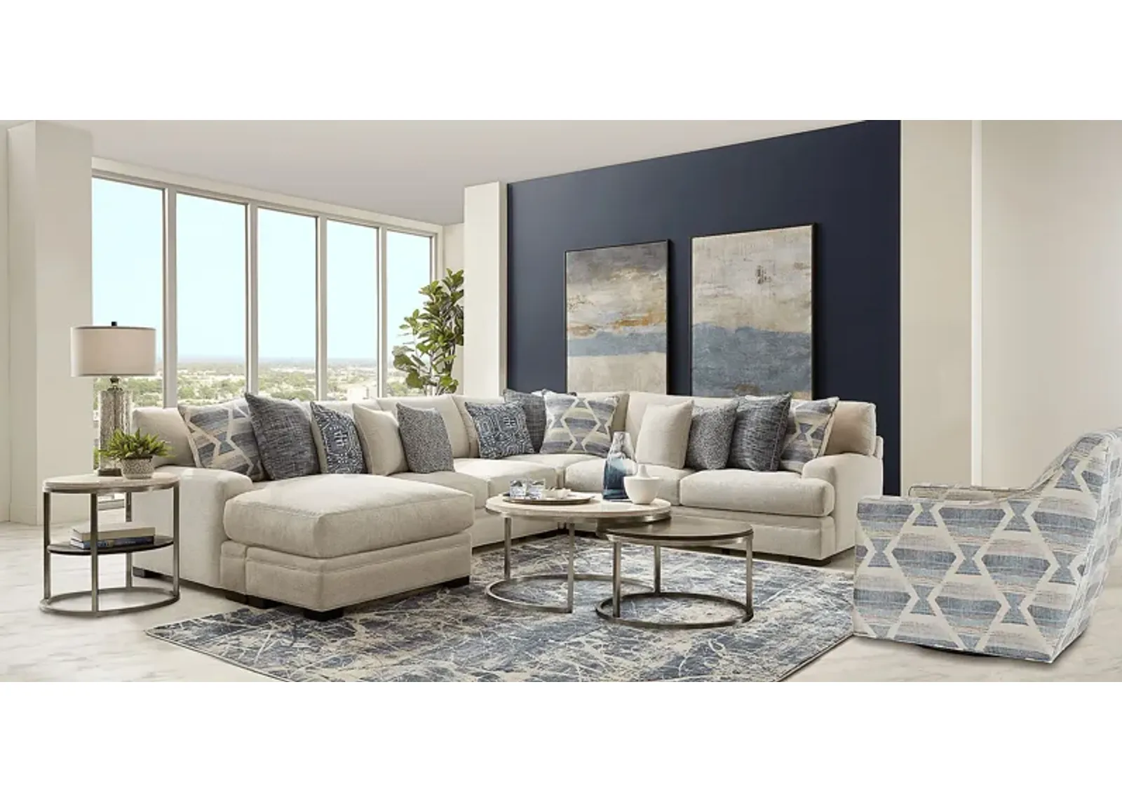 Bedford Park Ivory 5 Pc Sectional Living Room