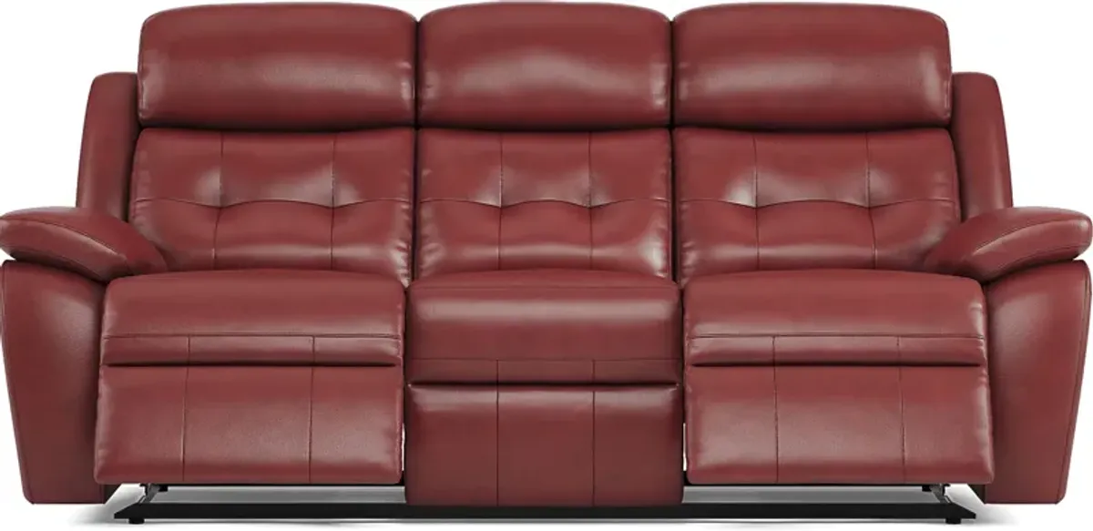 Antonin Red Leather 3 Pc Living Room with Reclining Sofa