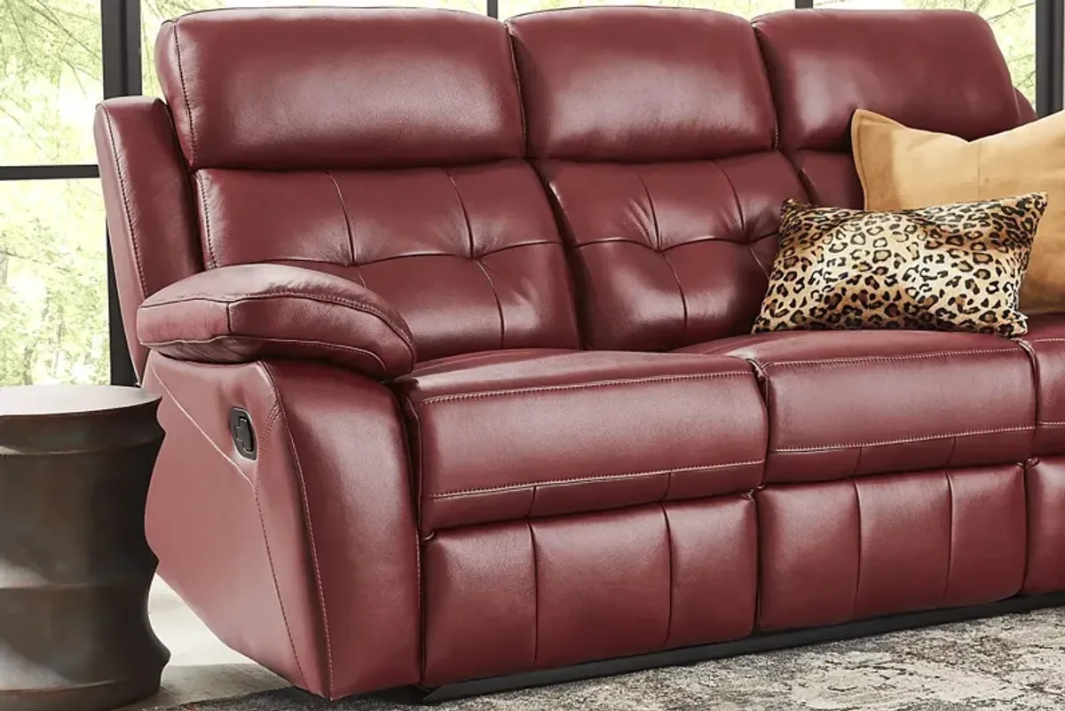 Antonin Red Leather 3 Pc Living Room with Reclining Sofa