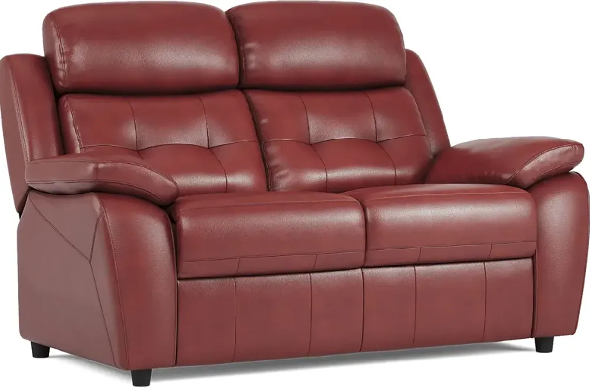 Antonin Red Leather 3 Pc Living Room with Reclining Sofa