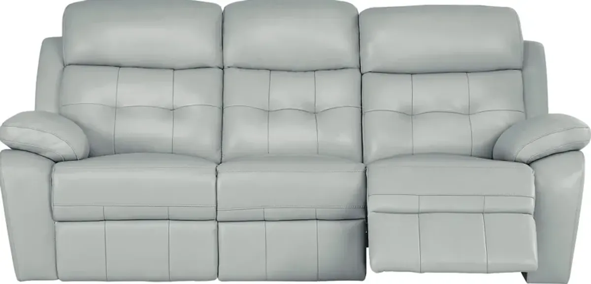 Antonin Aqua Leather 3 Pc Living Room with Reclining Sofa