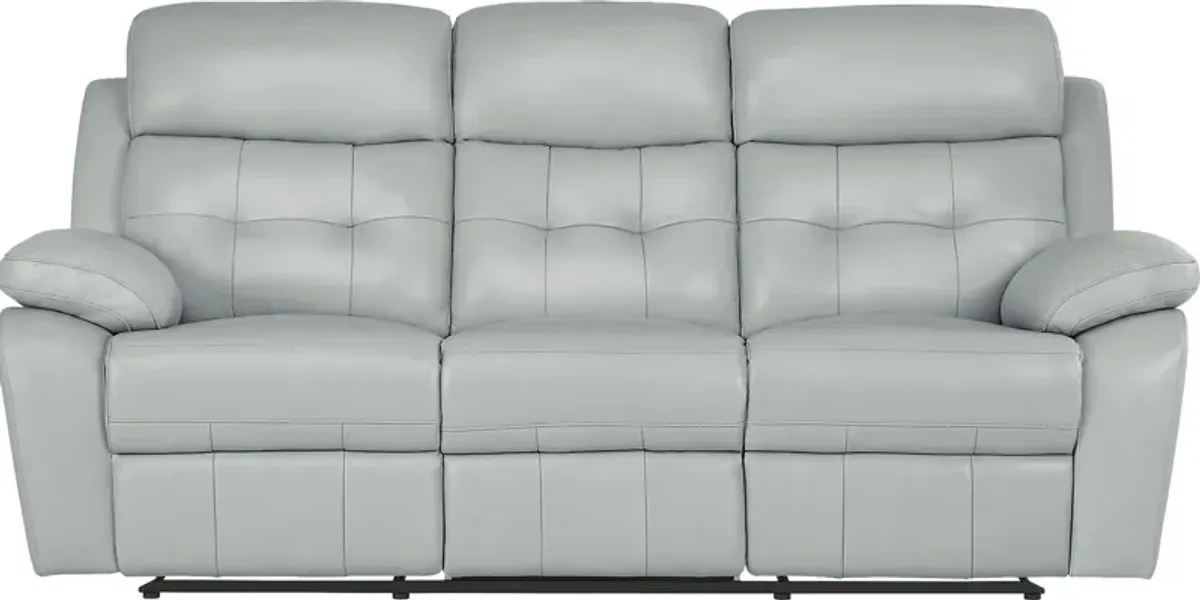 Antonin Aqua Leather 3 Pc Living Room with Reclining Sofa