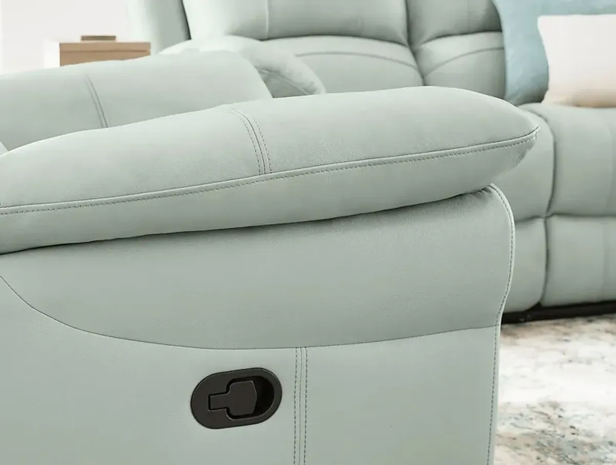 Vercelli Way Aqua Leather 6 Pc Living Room with Reclining Sofa