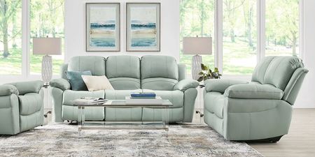 Vercelli Way Aqua Leather 6 Pc Living Room with Reclining Sofa