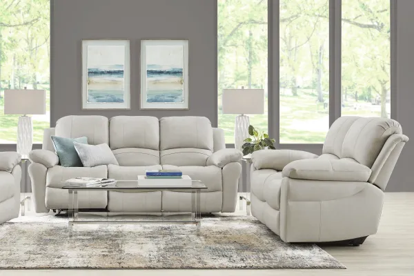Vercelli Way Stone Leather 6 Pc Living Room with Reclining Sofa