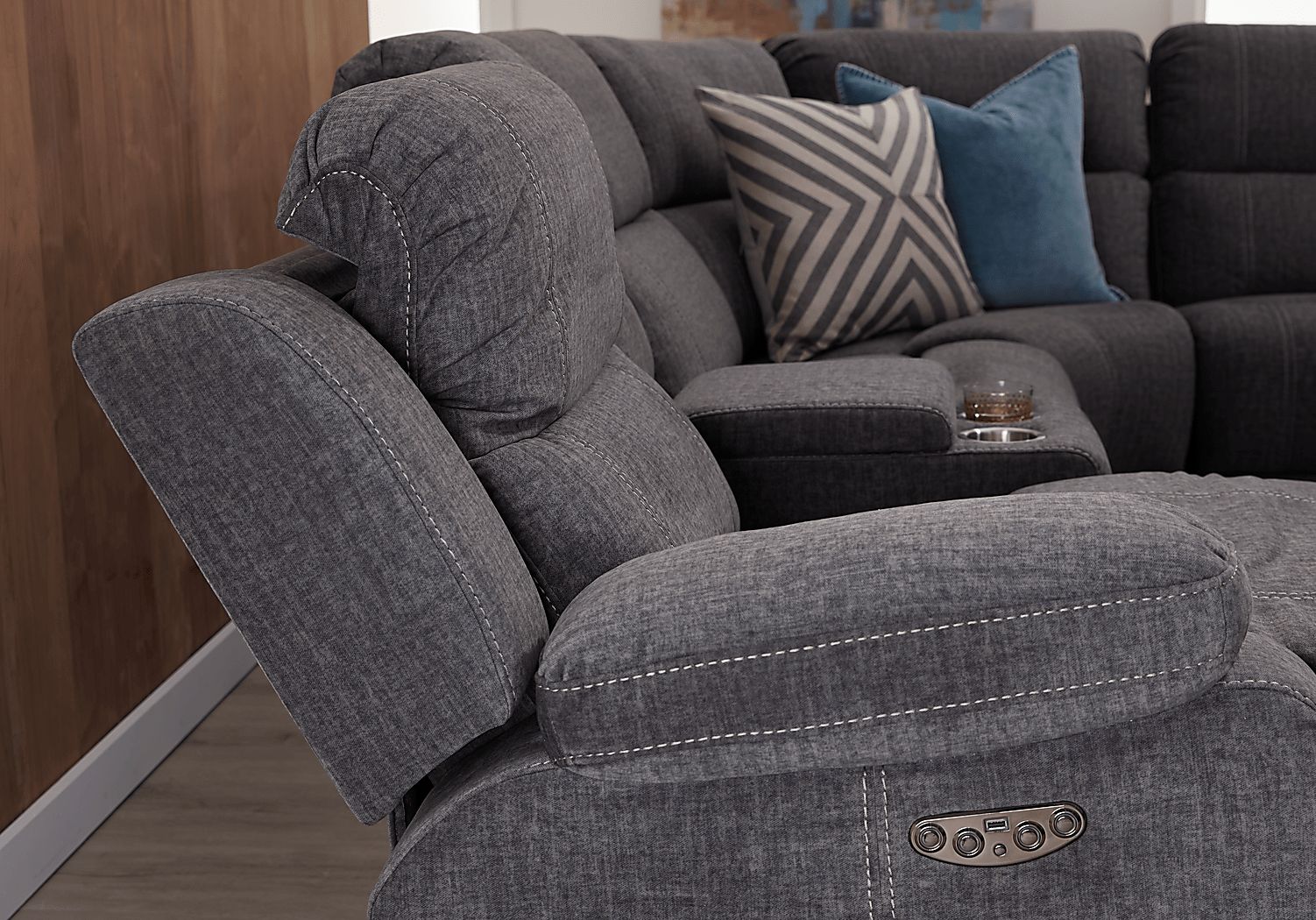 Prescott Point Gray 6 Pc Power Reclining Sectional