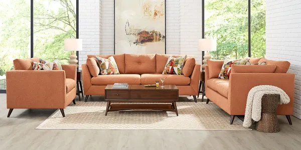 Copenhagen Terracotta 8 Pc Living Room with Gel Foam Sleeper Sofa