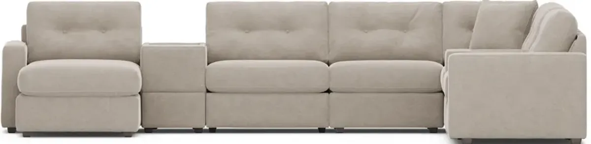 Beige 8 Pc Power Reclining ModularOne with Media Consoles