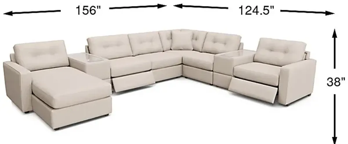 Off-White 8 Pc Power Reclining ModularOne with Media Consoles