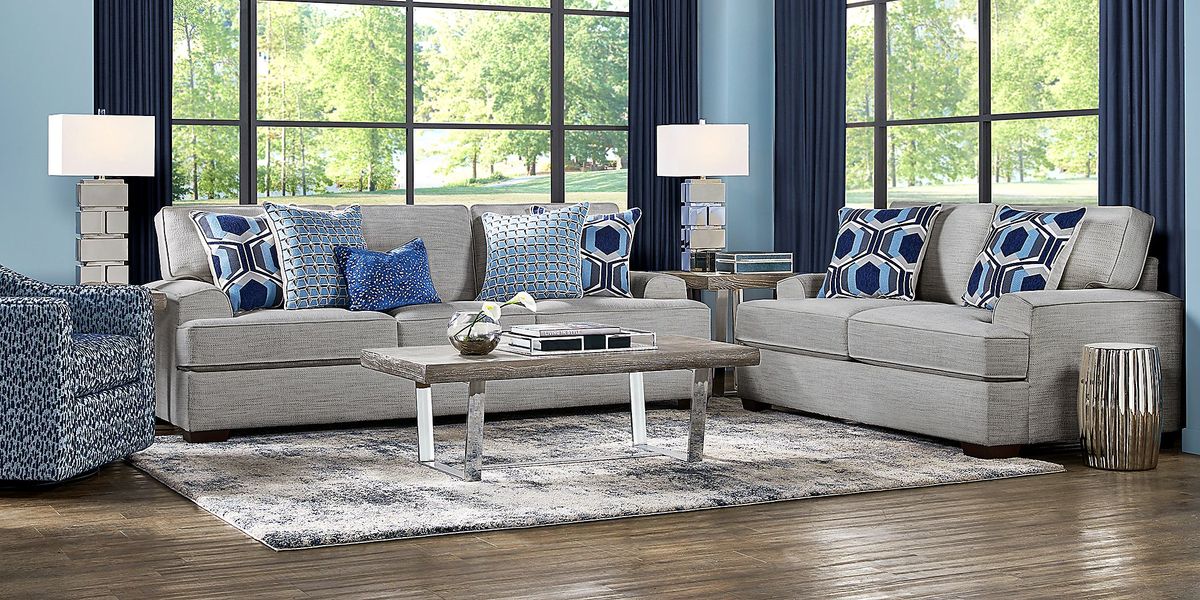 Hutchinson Gray 7 Pc Living Room with Sleeper Sofa