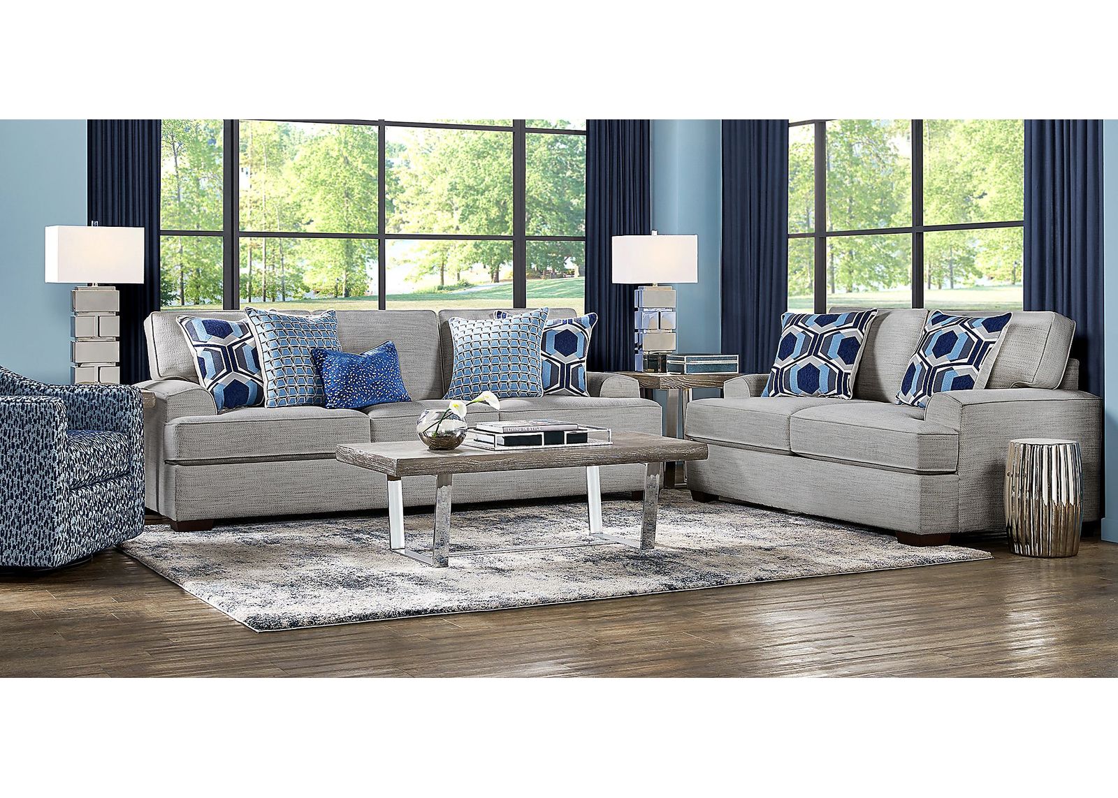 Hutchinson Gray 7 Pc Living Room with Sleeper Sofa