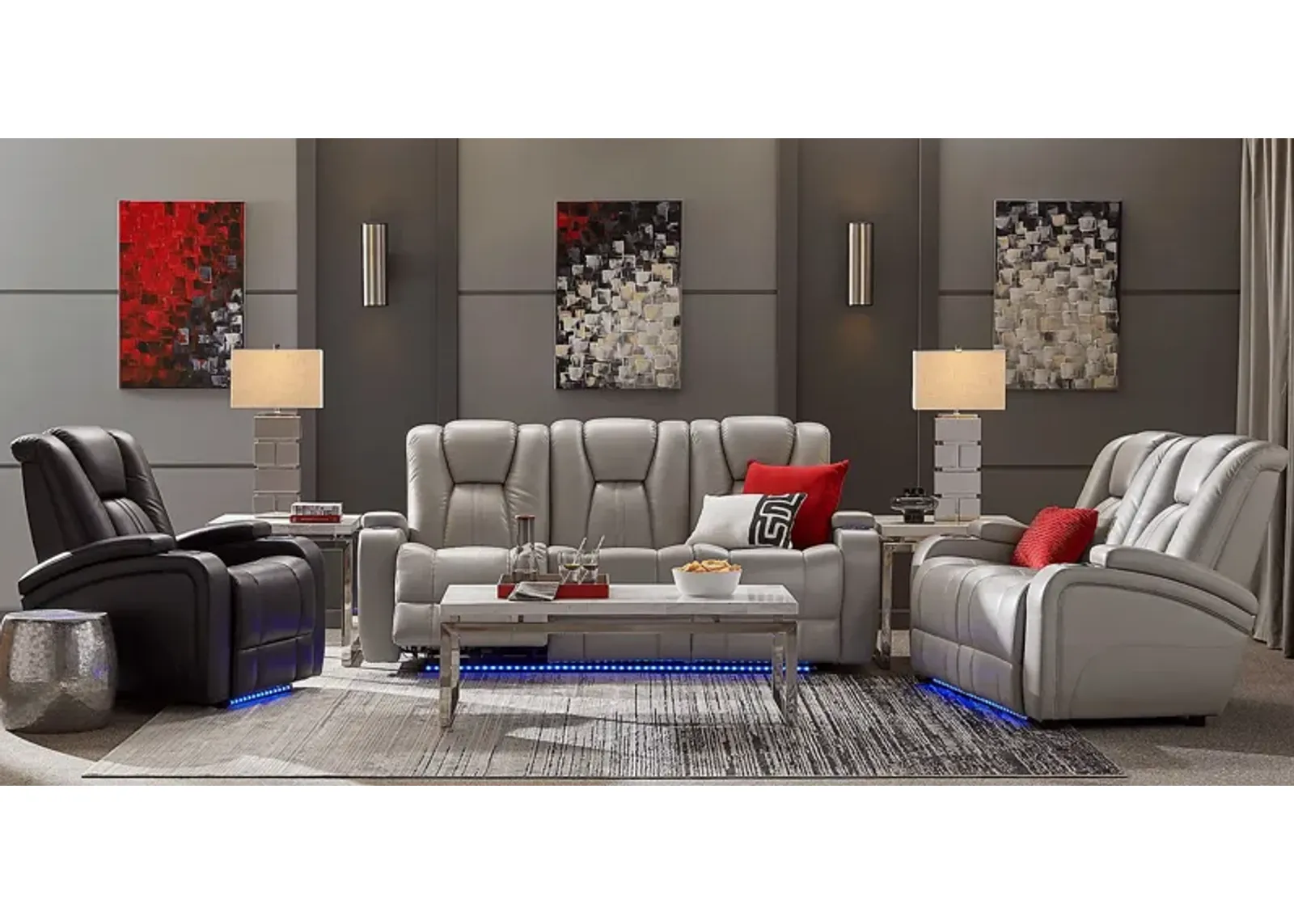 Kingvale Court Platinum 7 Pc Living Room with Dual Power Reclining Sofa