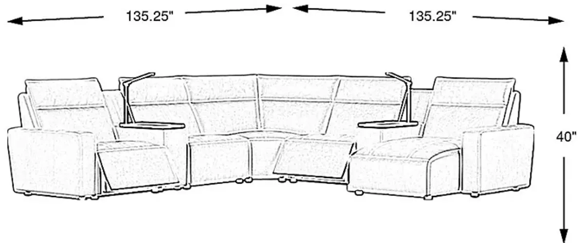 Light Gray Leather 7 Pc Dual Power Reclining ModularTwo