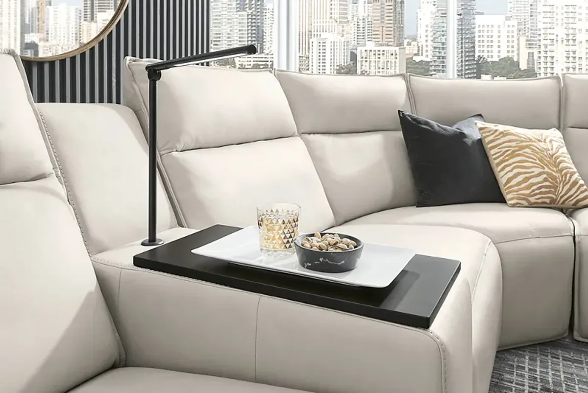 Light Gray Leather 7 Pc Dual Power Reclining ModularTwo