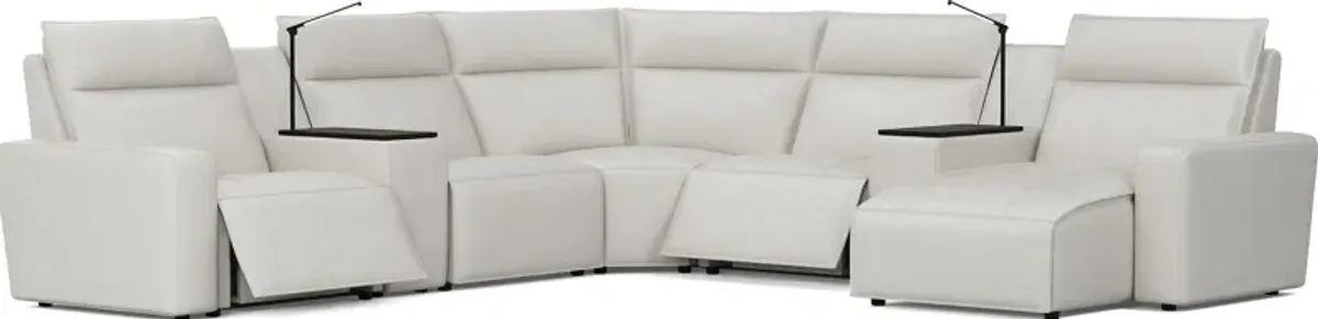 Light Gray Leather 7 Pc Dual Power Reclining ModularTwo