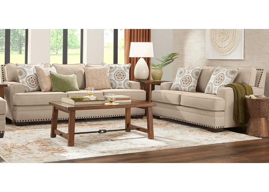 Reno Hills Beige 7 Pc Living Room with Gel Foam Sleeper Sofa