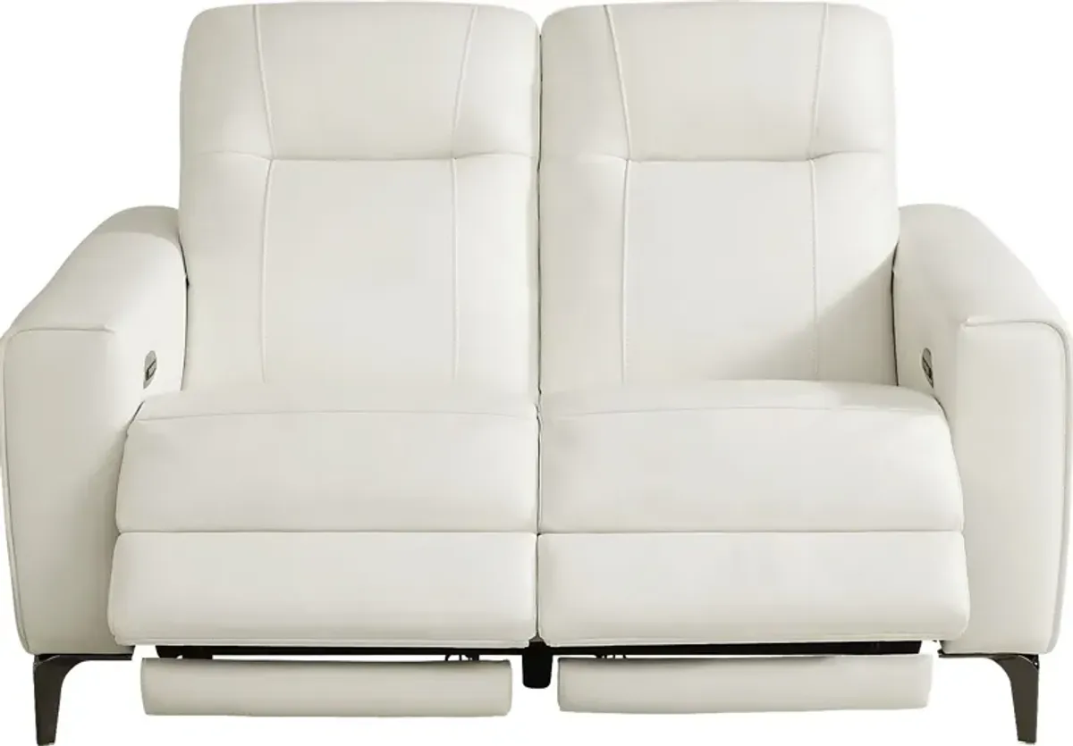 Parkside Heights White Leather 6 Pc Dual Power Reclining Living Room