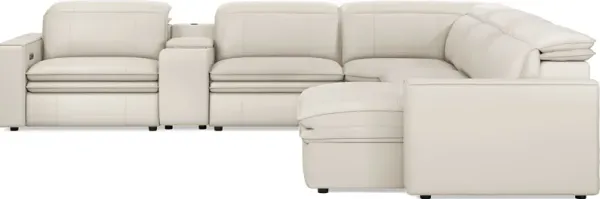 Santorini Ice Leather 6 Pc Dual Power Reclining Sectional