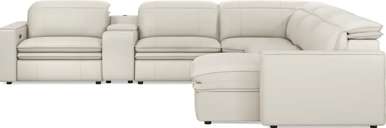 Santorini Ice Leather 6 Pc Dual Power Reclining Sectional