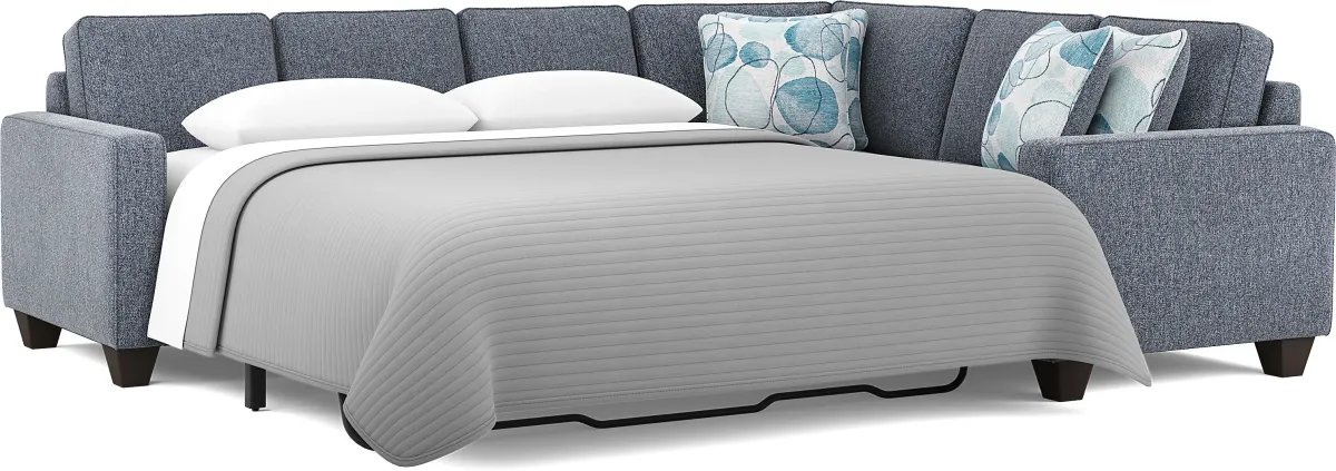 Alanis Bay Blue 2 Pc Gel Foam Sleeper Sectional