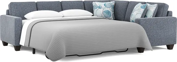 Alanis Bay Blue 2 Pc Gel Foam Sleeper Sectional