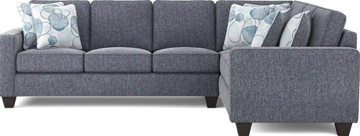 Alanis Bay Blue 2 Pc Gel Foam Sleeper Sectional