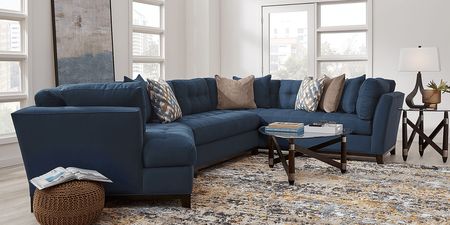 Metropolis Way Sapphire Microfiber 3 Pc Sectional with Cuddler