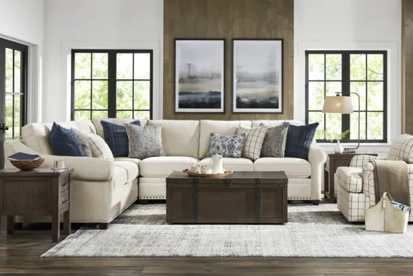Parkview Beige 5 Pc Sectional Living Room with Gel Foam Sleeper