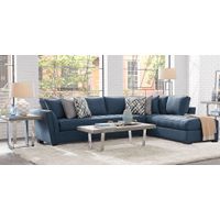 Cindy Crawford Home Calvin Heights Sapphire Microfiber 2 Pc XL Sectional