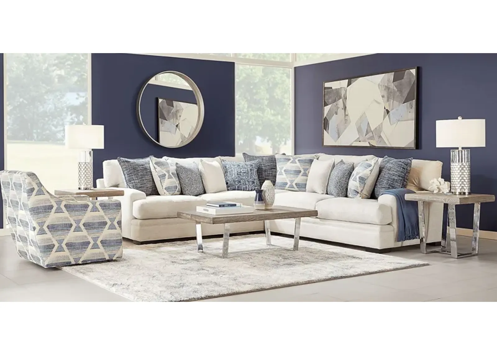 Bedford Park Ivory 5 Pc Sectional Living Room