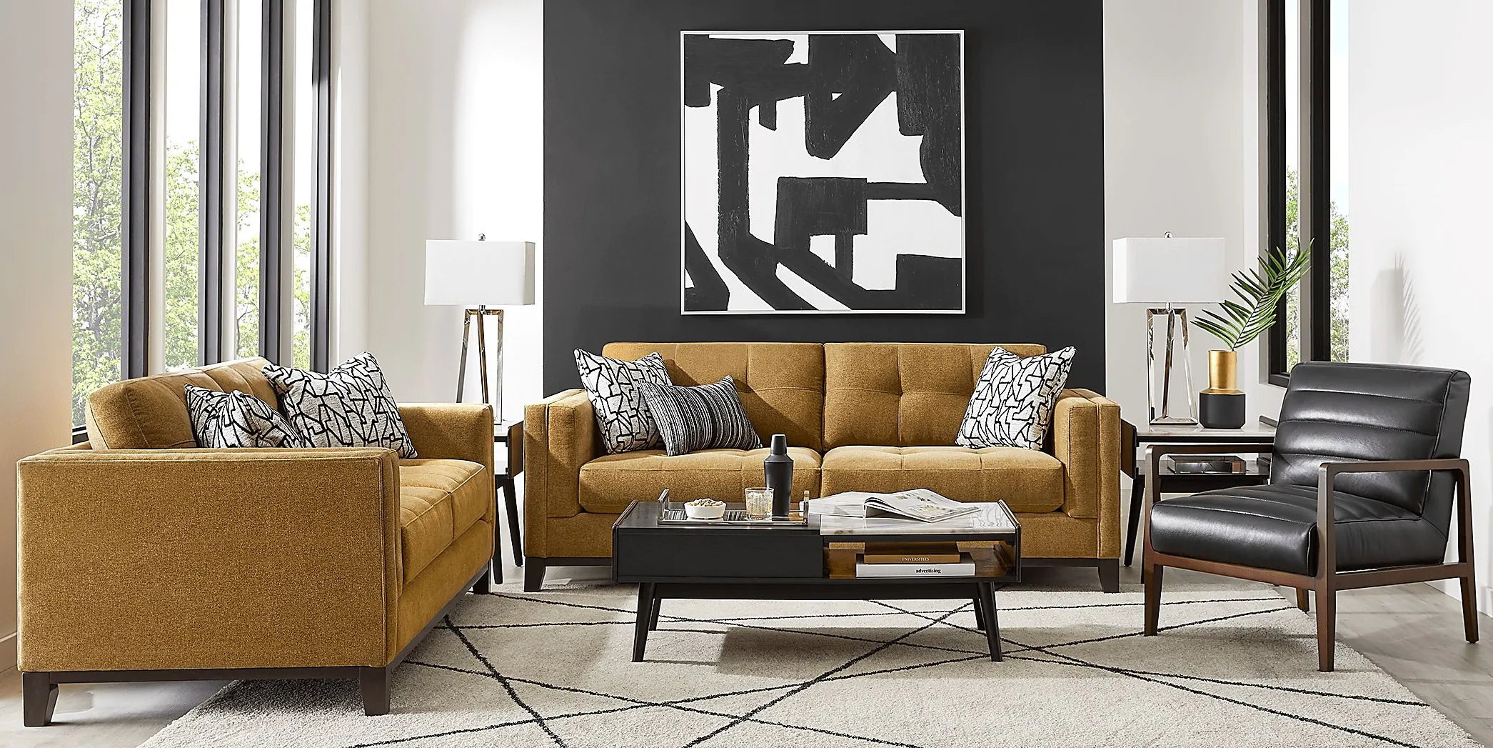 Cindy Crawford Home Everleigh Place Topaz 7 Pc Living Room with Gel Foam Sleeper Sofa