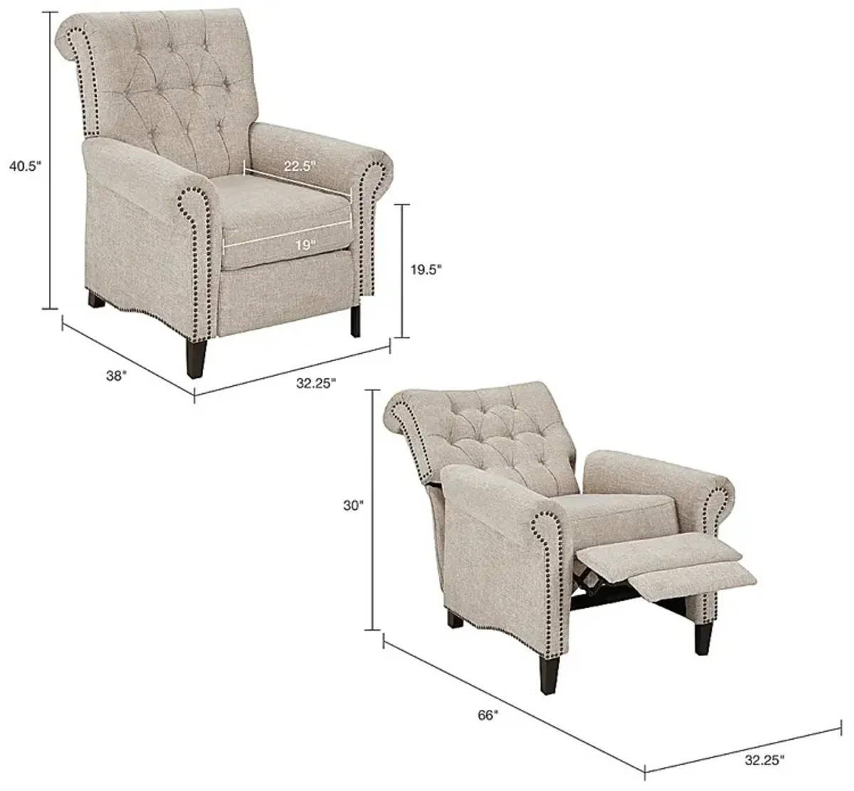 Julieanna Cream Pushback Recliner