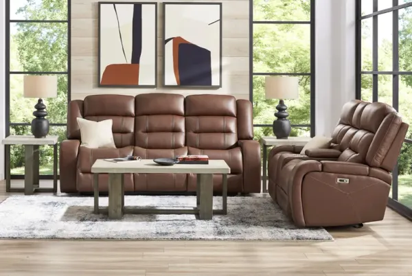 Denali Brown Leather 2 Pc Power Reclining Living Room