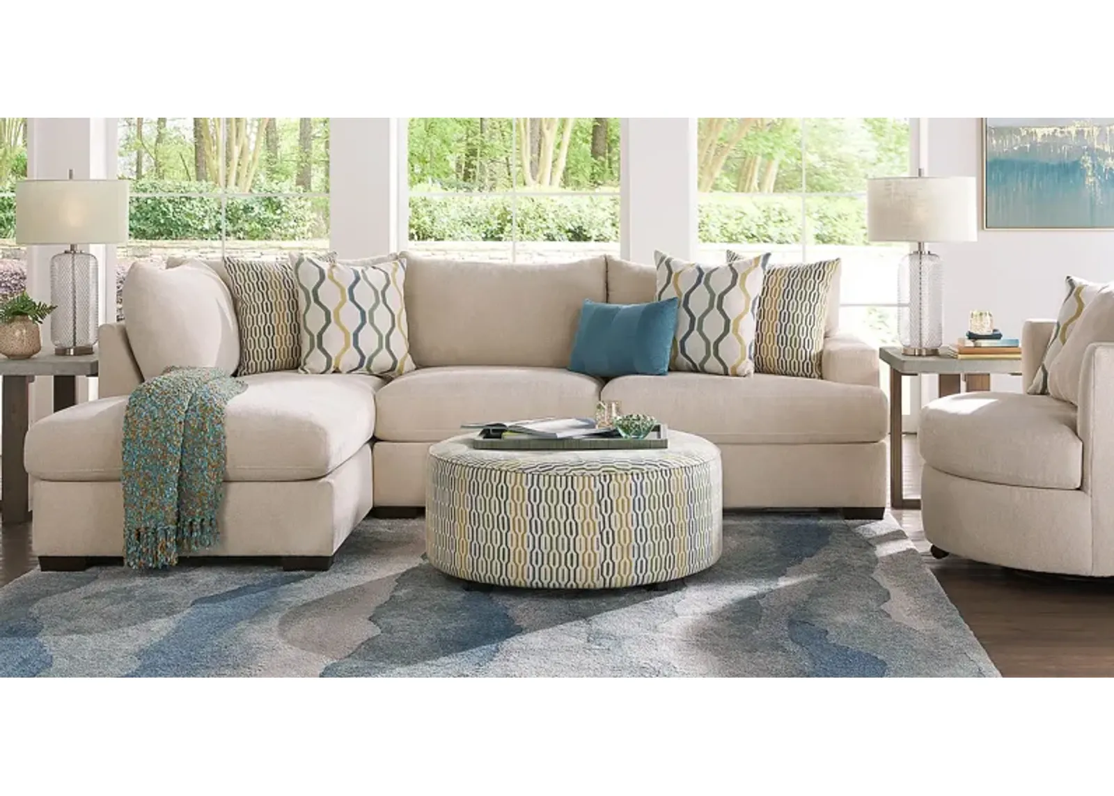 Briar Street Beige Chenille 6 Pc Sectional Living Room