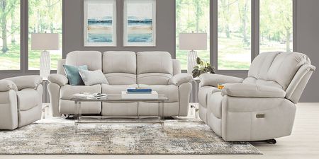Vercelli Way Stone Leather 5 Pc Power Reclining Living Room with Reclining Sofa