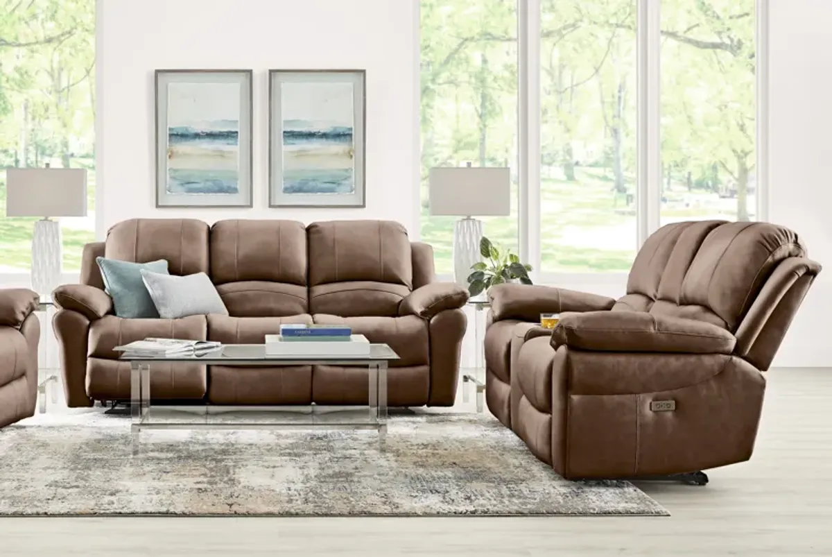 Vercelli Way Brown Leather 5 Pc Power Reclining Living Room with Reclining Sofa