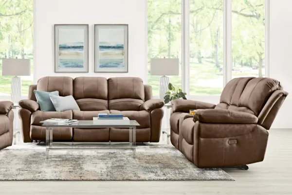 Vercelli Way Brown Leather 5 Pc Power Reclining Living Room with Reclining Sofa