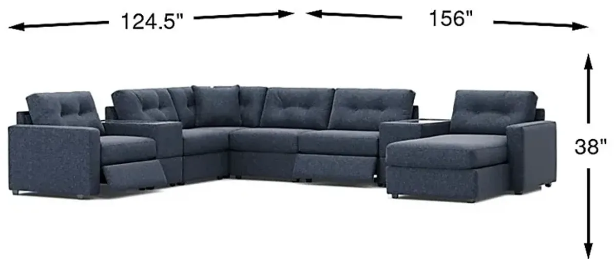 Dark Blue 8 Pc Power Reclining ModularOne