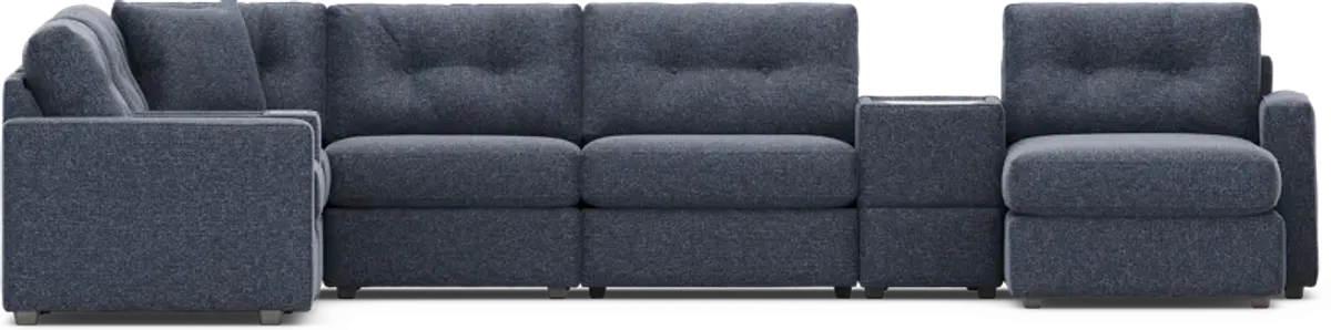 Dark Blue 8 Pc Power Reclining ModularOne with Media Consoles