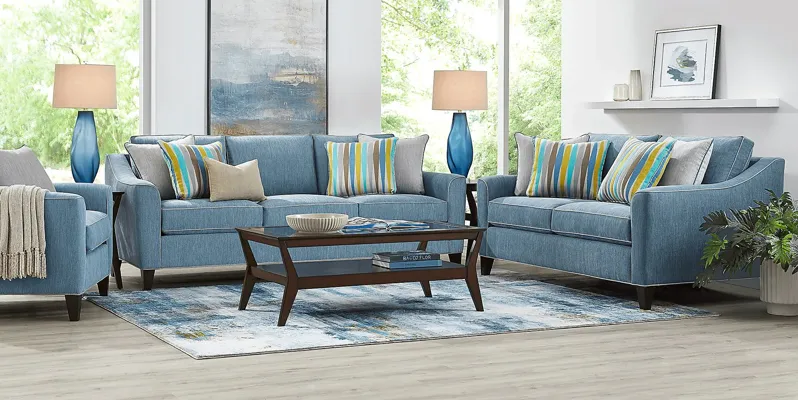 Brookhaven Blue 7 Pc Living Room with Sleeper Sofa