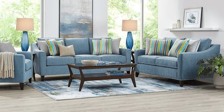 Brookhaven Blue 7 Pc Living Room with Gel Foam Sleeper Sofa