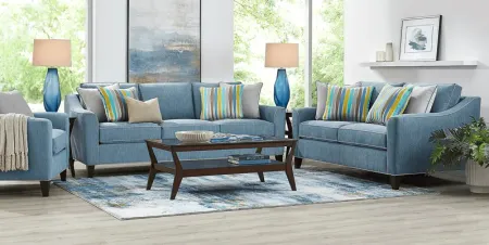 Brookhaven Blue 7 Pc Living Room with Gel Foam Sleeper Sofa