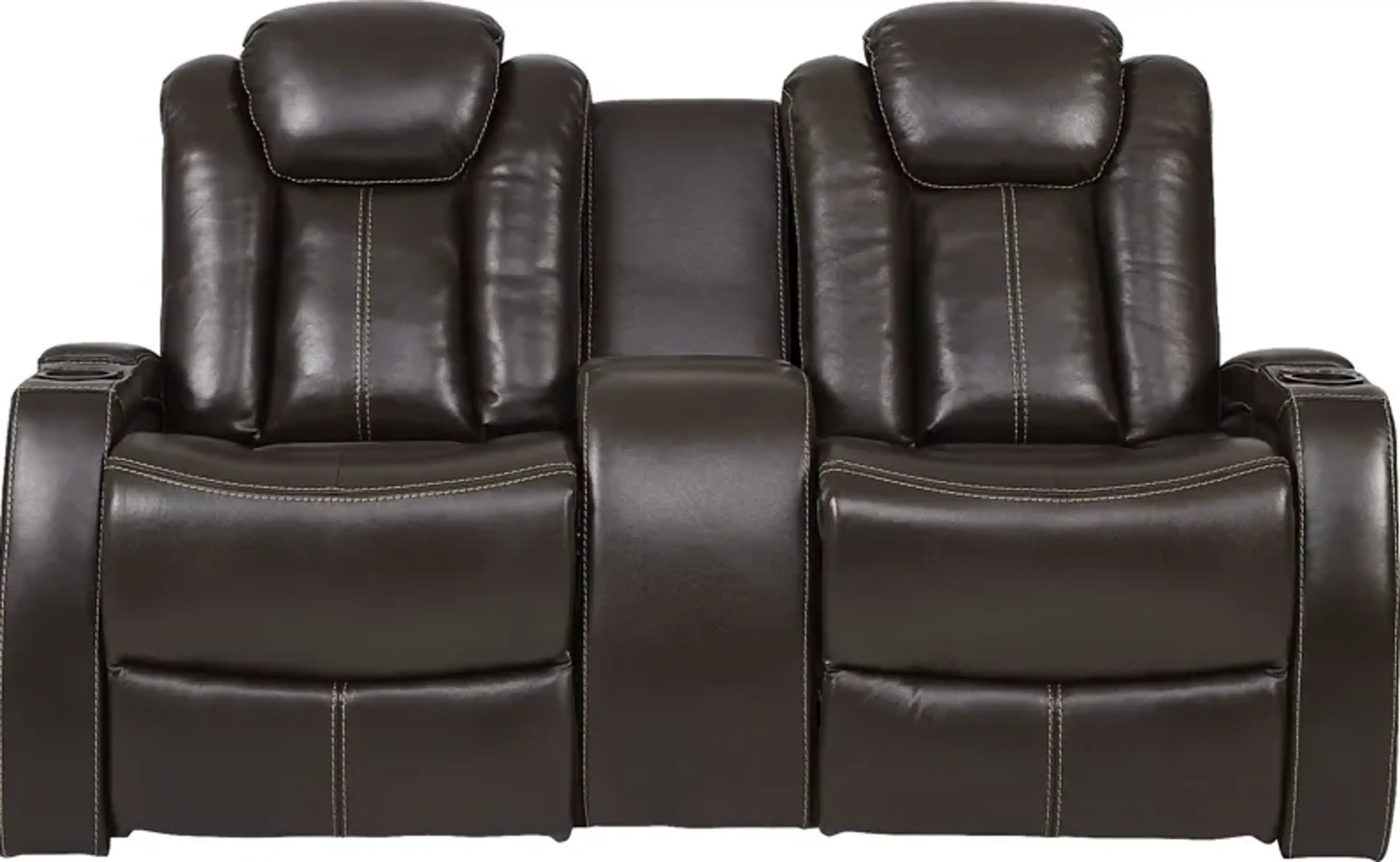 Moretti Brown Leather 2 Pc Dual Power Reclining Living Room  display picture 2
